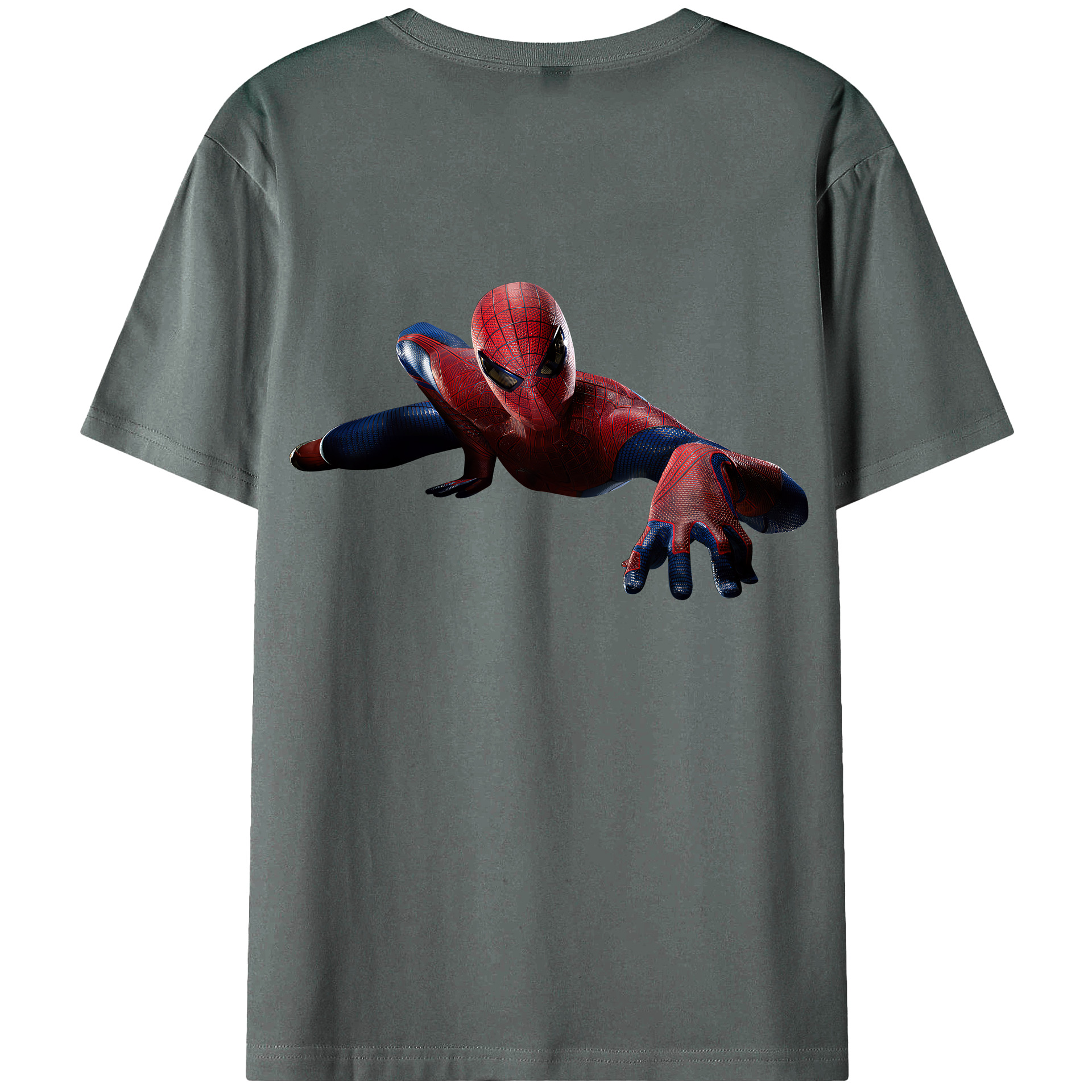 （画像用） Spider Man スパイダーマン 綿100％ メンズ半袖Tシャツ（バックプリント） 通気性